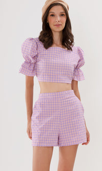 ZENNI Cropped Plaid Co-ord (Lilac)