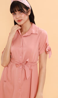 PEYTON Belted Button-Down Dress (Pink)