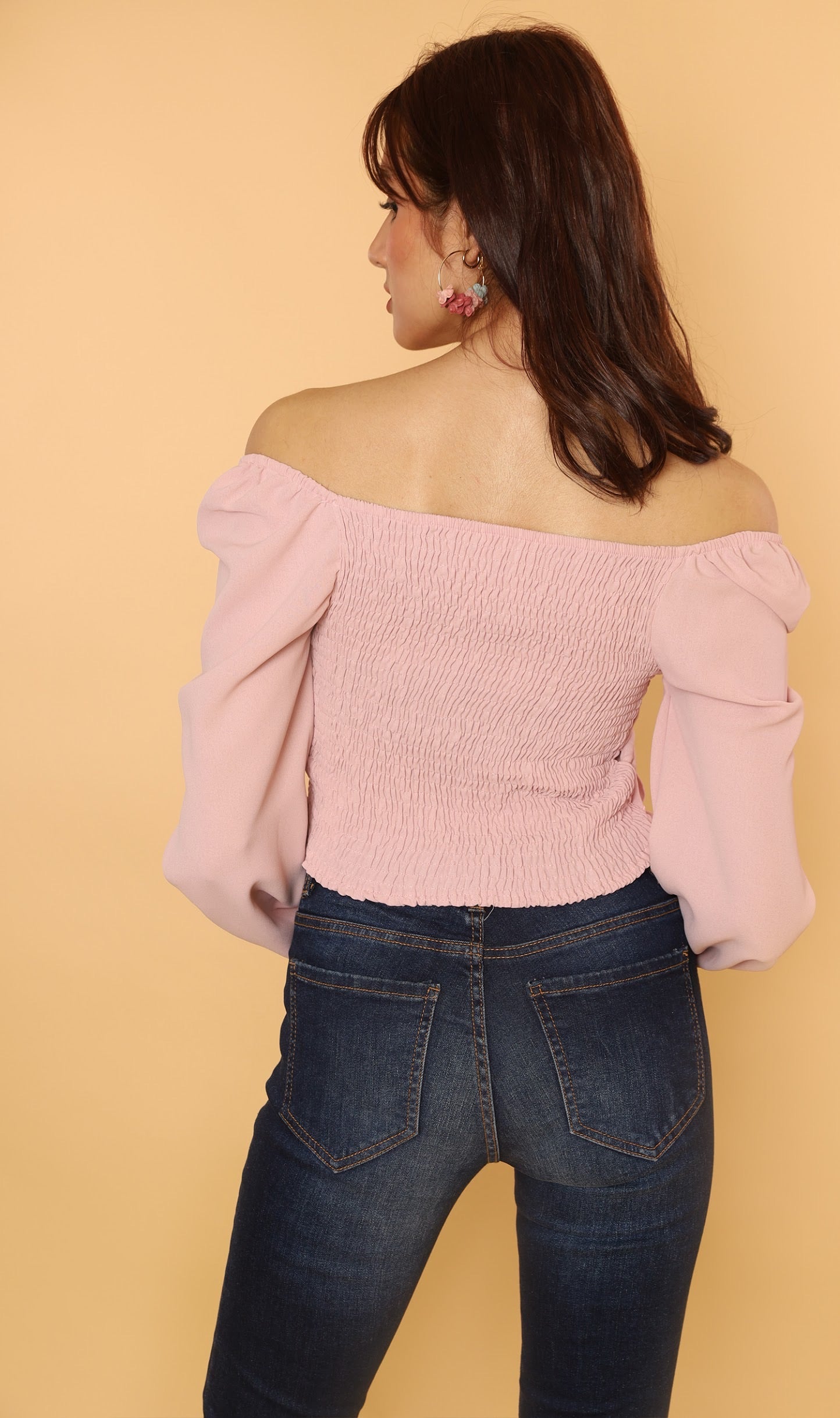 Blush off shoulder outlet top