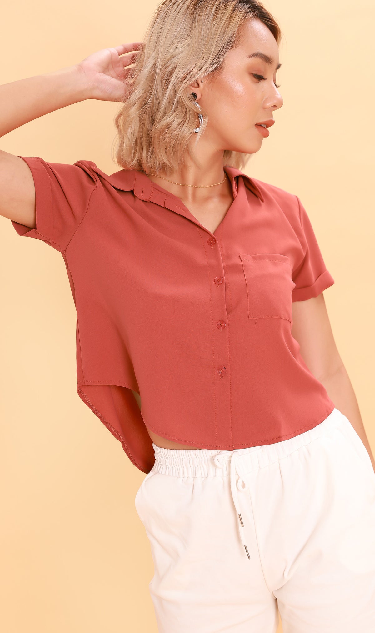 JESSI Button Down Shirt (Dusty Rose)