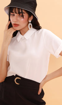 MADDIE Flat-Collar Top (White)