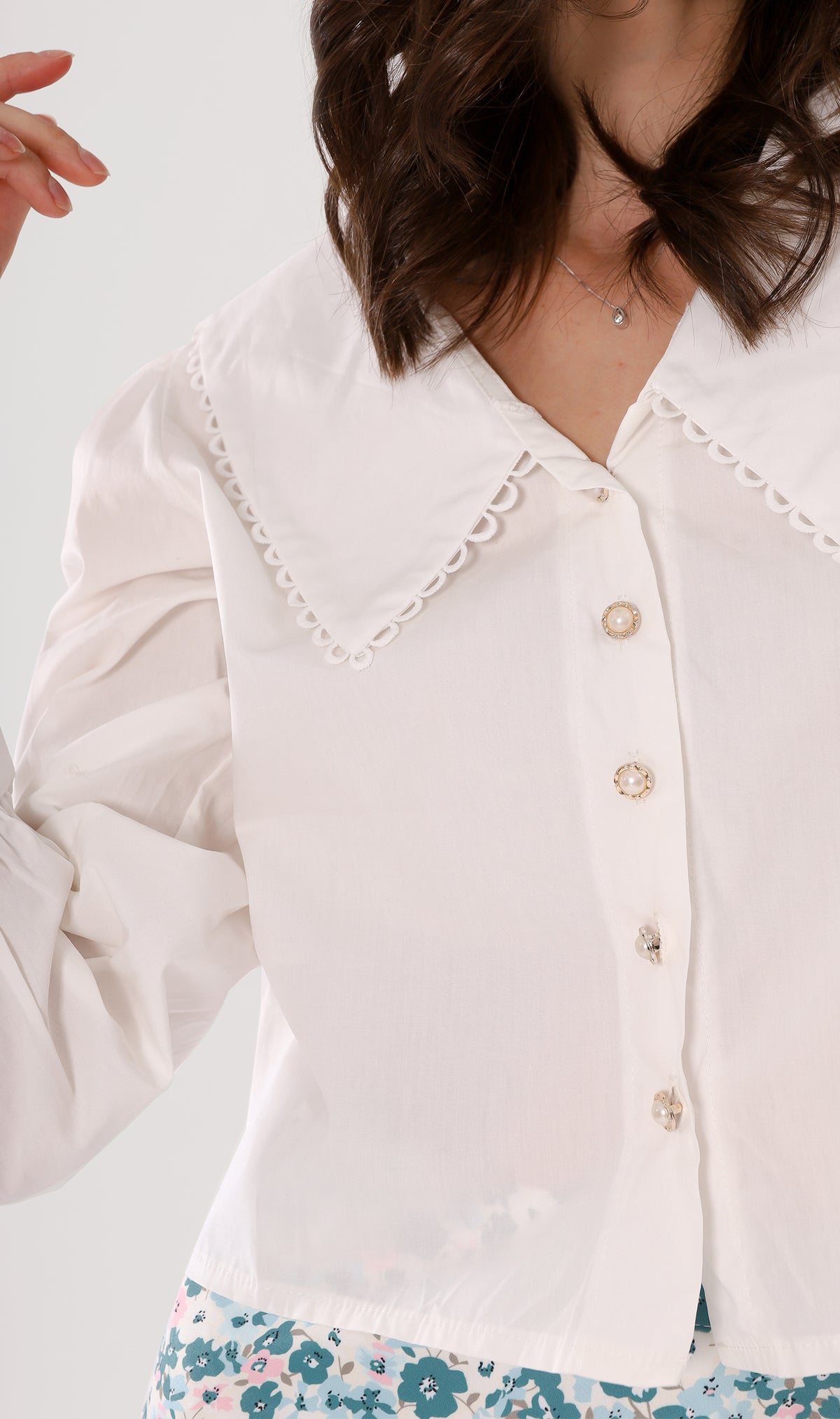 ANNALISE Prairie-Collar Top (White)