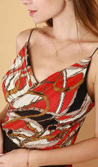 AMANDINE Scarf-Print Cami (Red)