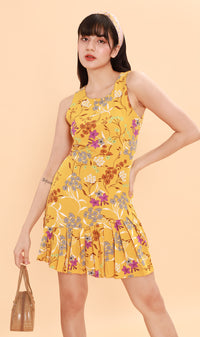ADA Pleated-Hem Mini Dress (Yellow)
