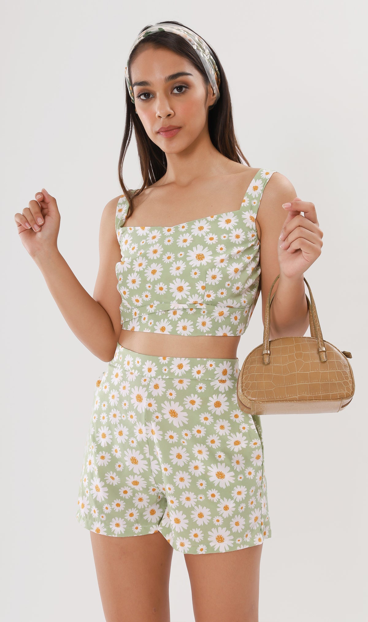 AMBER Cropped Floral Co-ord (Sage)