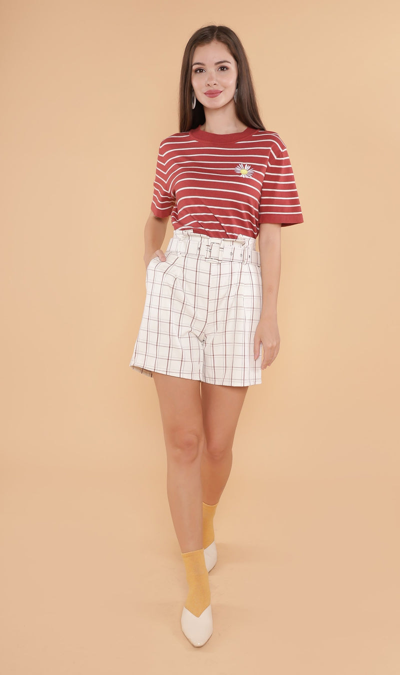 RANYA Striped Tee (Dusty Red)