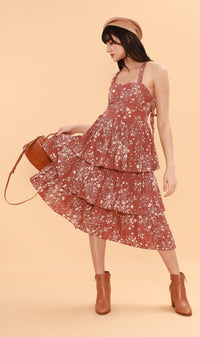 VIVIAN Tiered Dress (Old Rose)