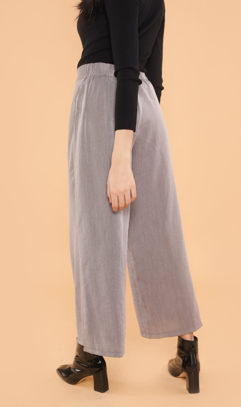 CLOVER Front-Pocket Flowy Pants (Grey)