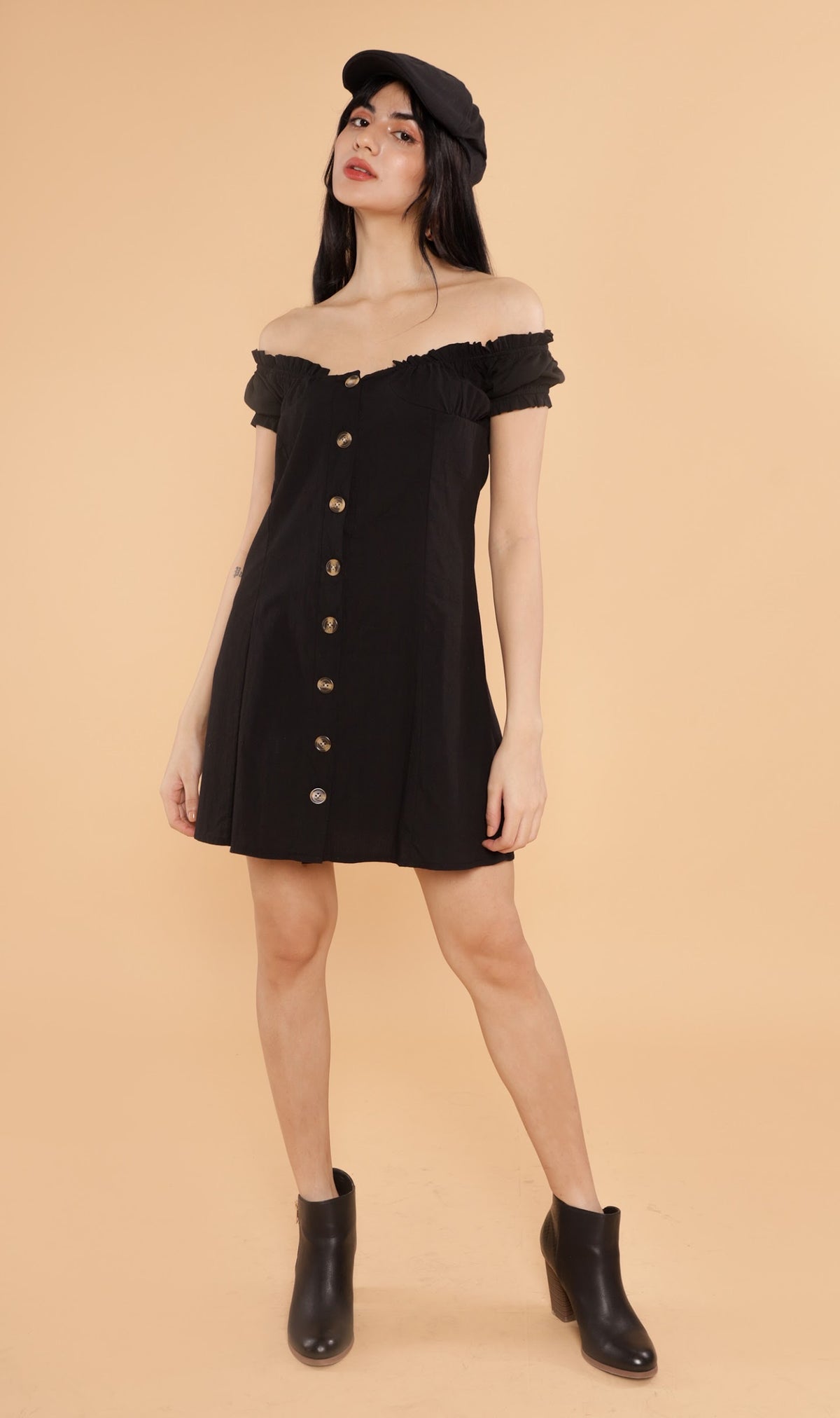 MOXIE Puff-Sleeve Mini Dress