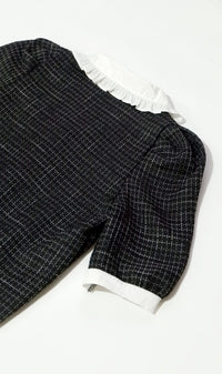 FAY Prairie-Collar Tweed Blazer Top(Black)
