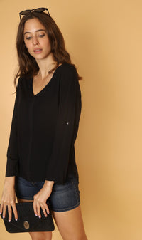 KALEI Long-Sleeve Tunic Top (Black)