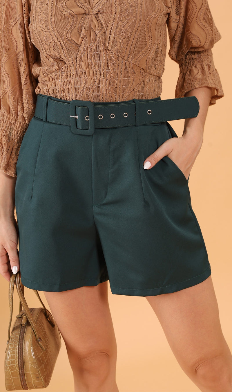 HANNAH Belted Bermuda Shorts (Emerald)