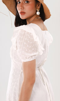 YUKI Ruffled-Sleeve Eyelet Dress
