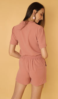 AIKO Button-Down Co-ord (Dusty Rose)