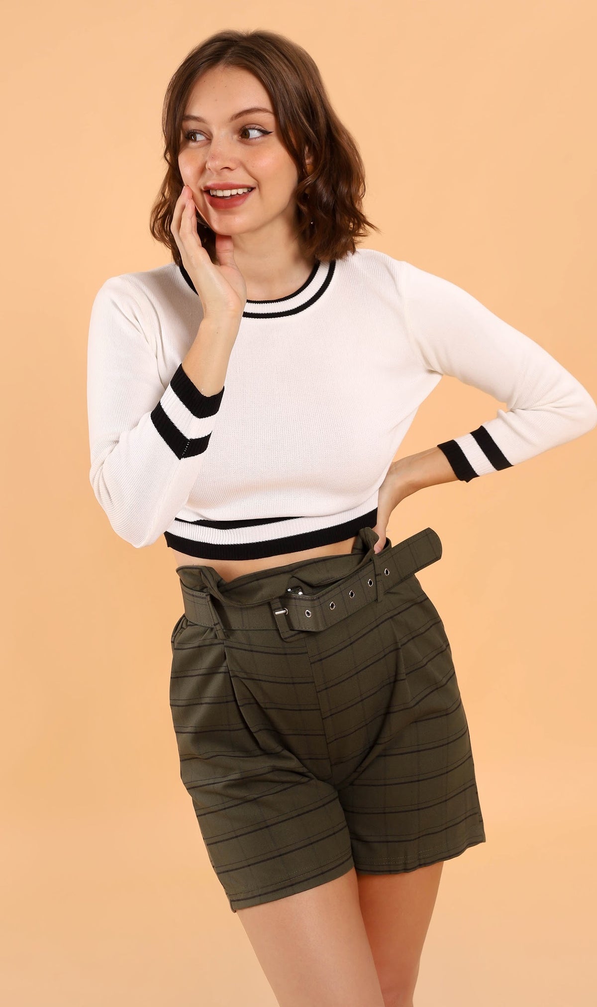 CAMILA Cropped Knit Sweater (White)