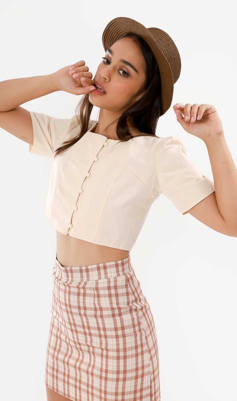 CHERYL Plaid Mini Skirt (Cream)