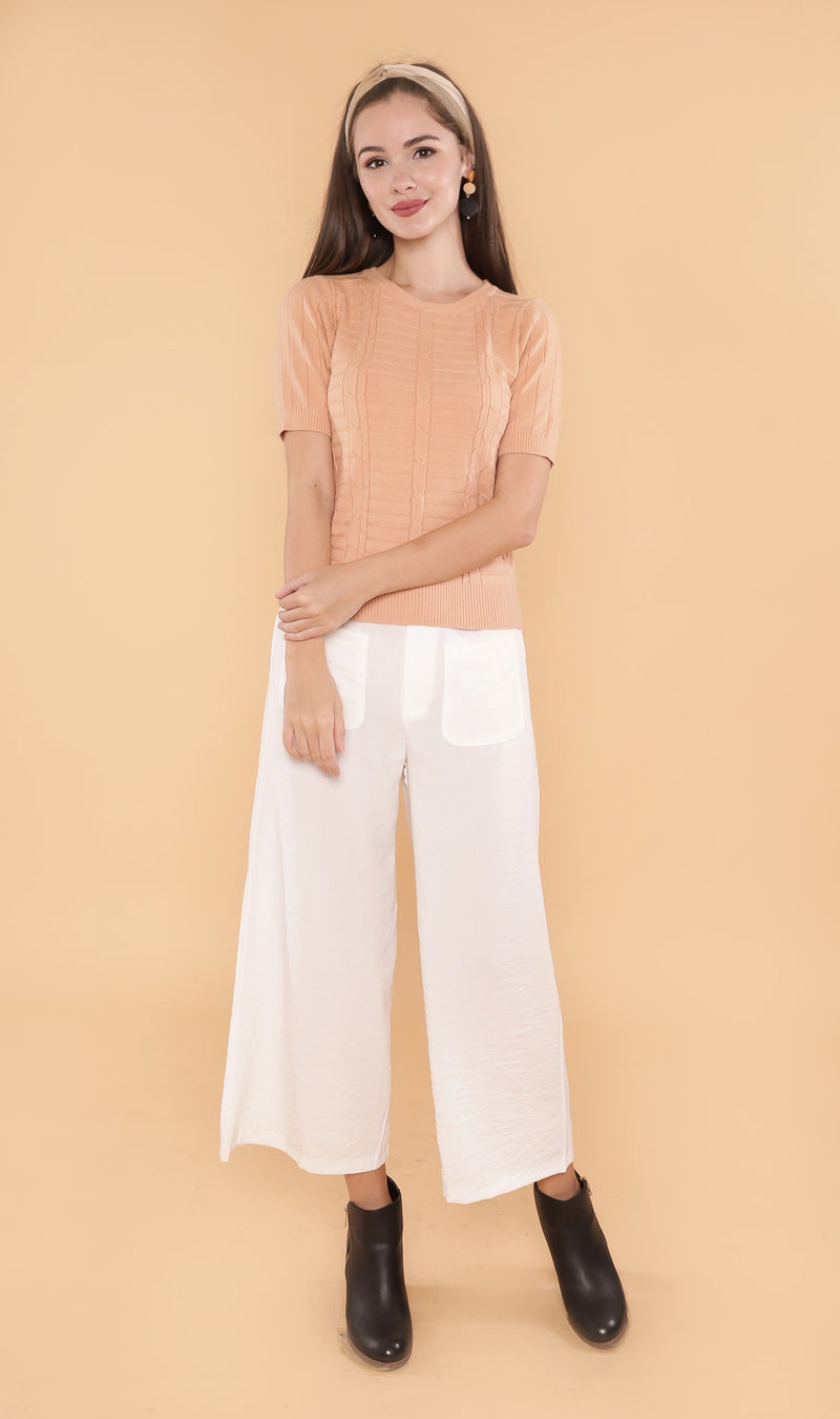HAYES Crew-Neck Knit Top (Nude)
