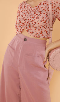 CLOVER Front-Pocket Flowy Pants (Pink)