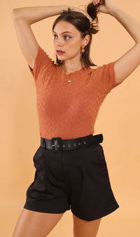 HANNAH Belted Bermuda Shorts (Black)
