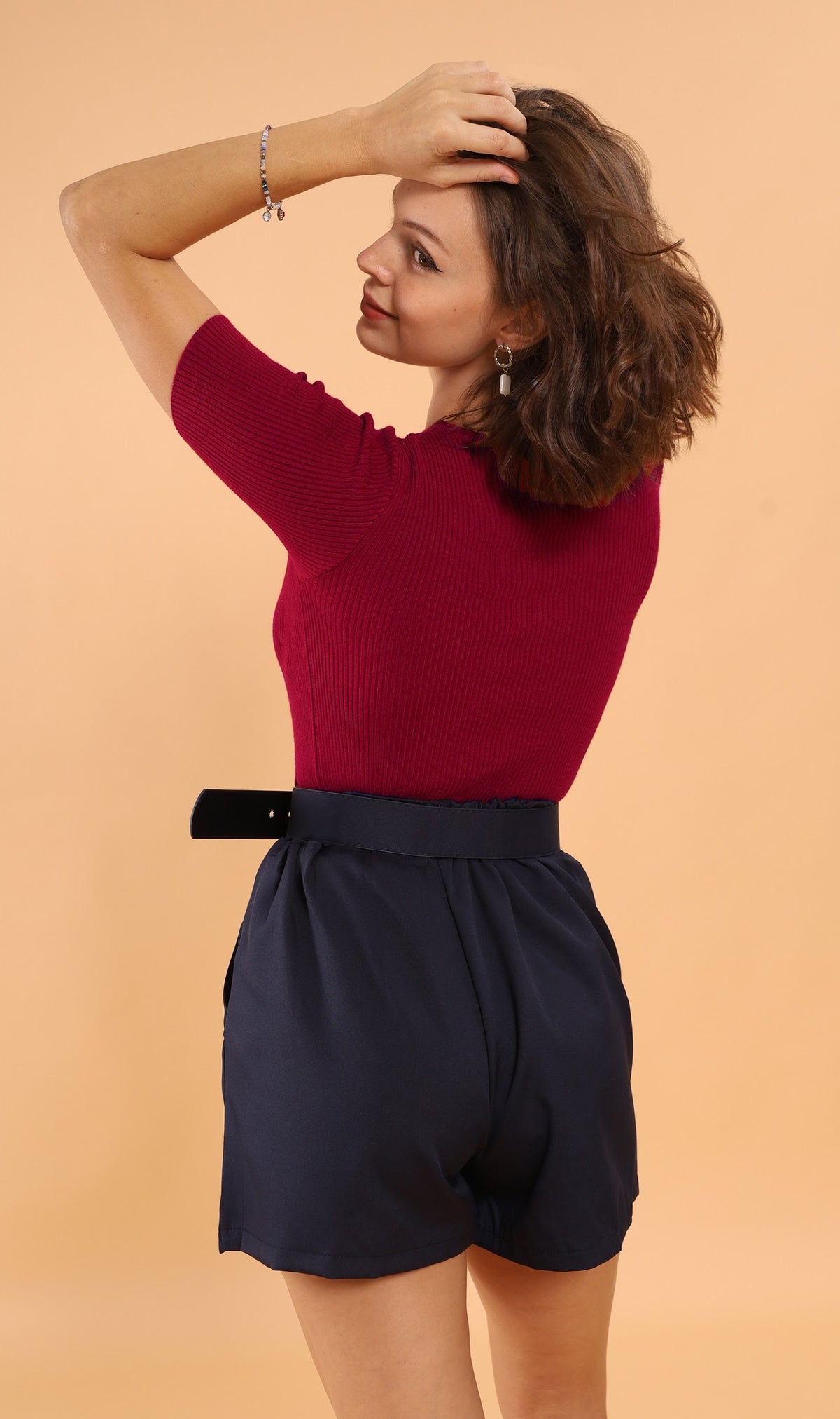 HANNAH Belted Bermuda Shorts (Navy)