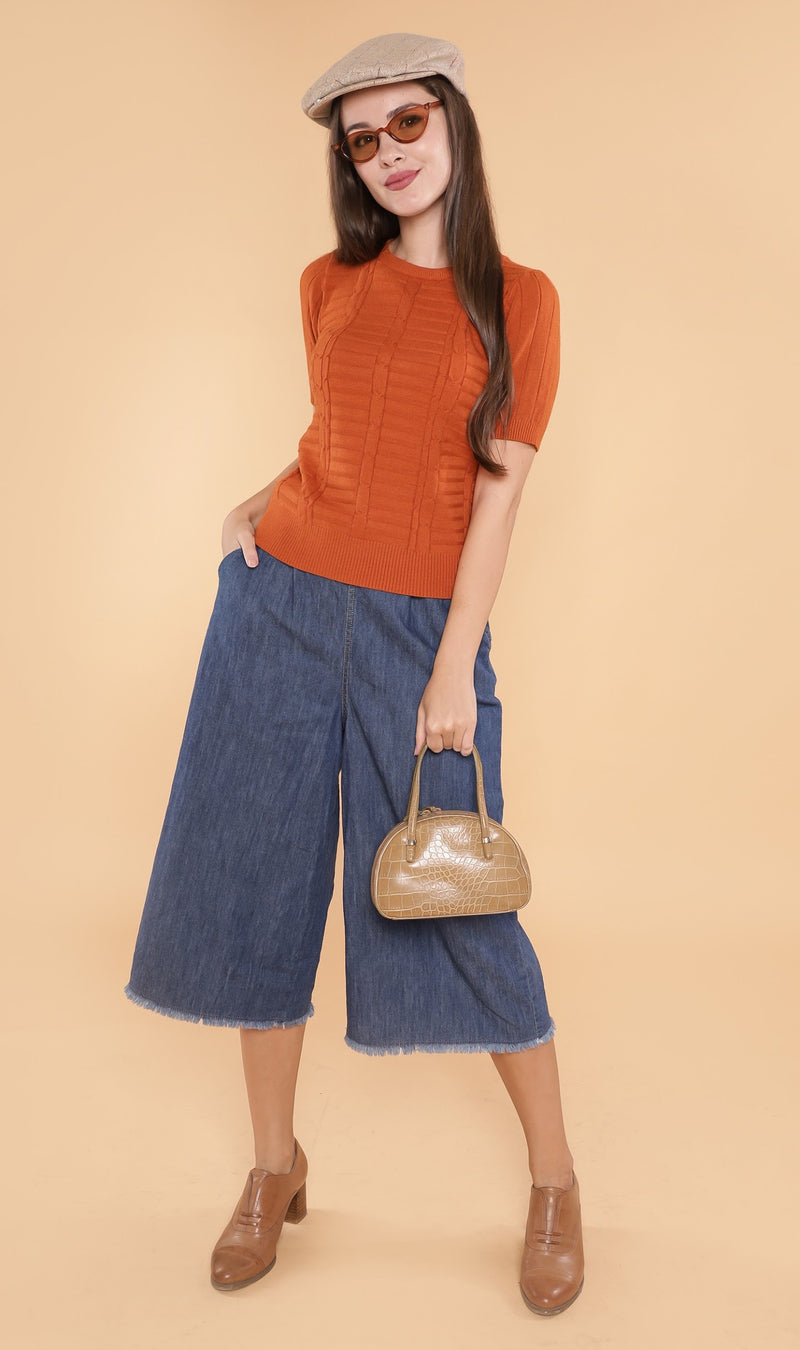 HAYES Crew-Neck Knit Top (Rust)
