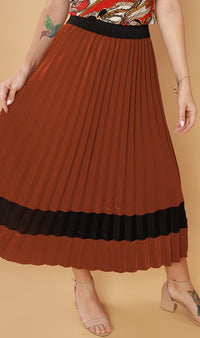 MERLOT Pleated Midi Skirt (Rust)