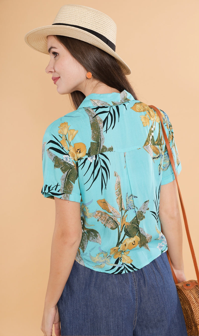MONTE Tropical Collar Shirt (Aqua)