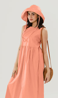 HARLEEN Sleeveless Maxi Dress w/ Hat (Salmon)