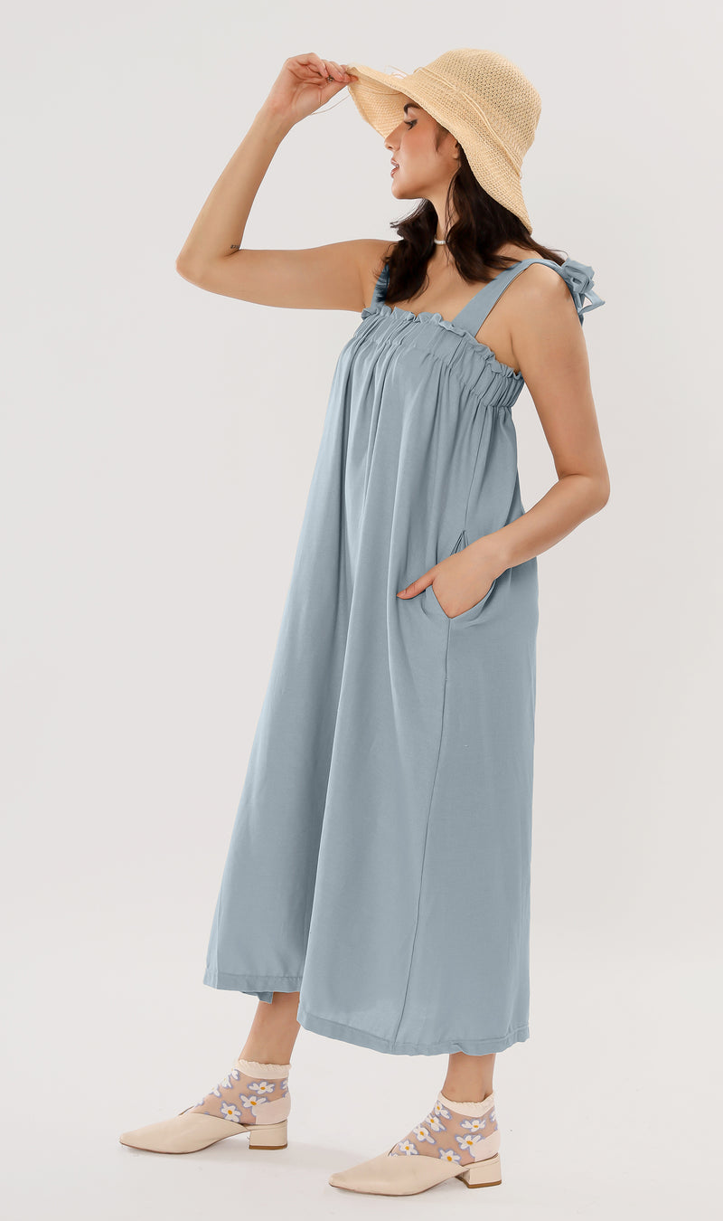 ADELYN Tie-Strap Maxi Dress (Powder Blue)