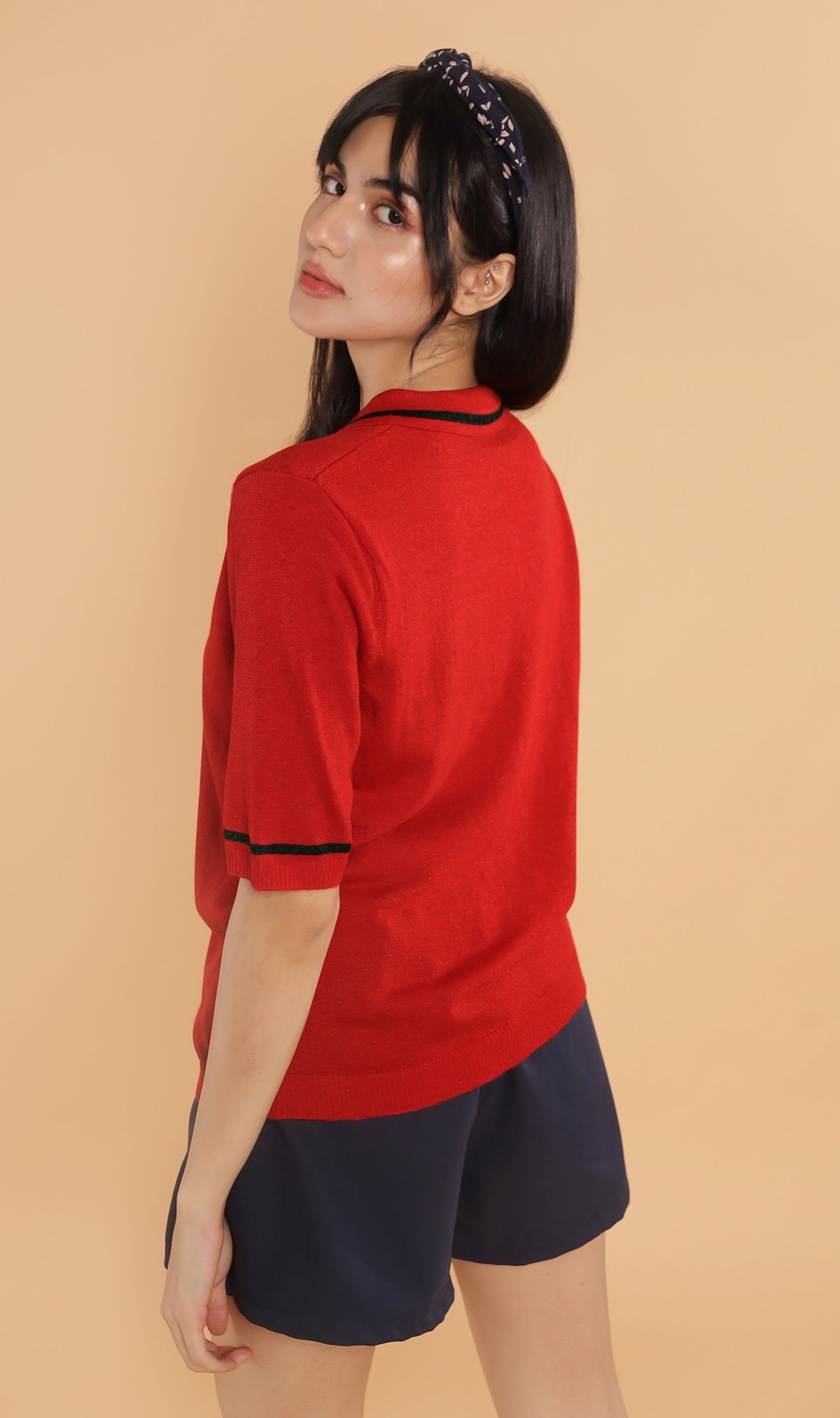 CASS Bear-Patch Knit Polo (Red)