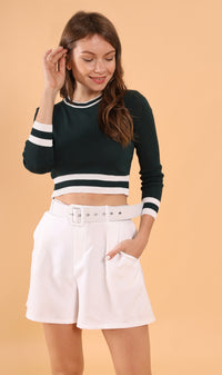 CAMILA Cropped Knit Sweater (Emerald)
