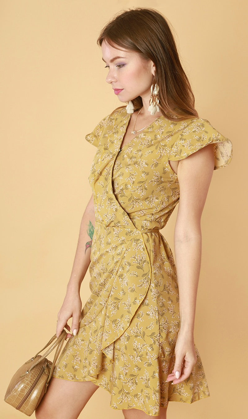 AMBROSIA Wraparound Dress (Mustard)