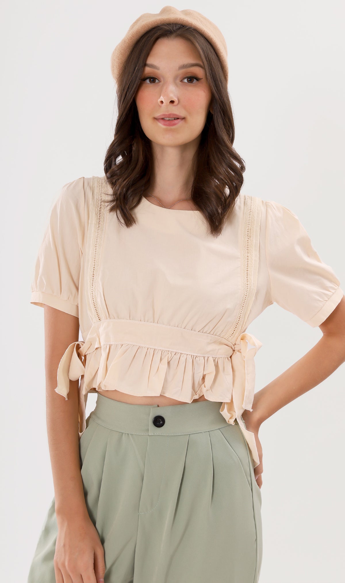 CALISTA Ruffled Prairie Top (Cream)