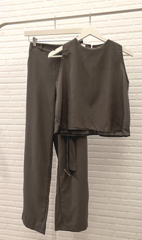 WILLA Linen Sleeveless Top & Belted Pants Co-ord (Deep Grey)