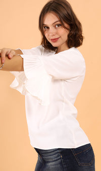 LAYLA Flared-Sleeve Top (White)