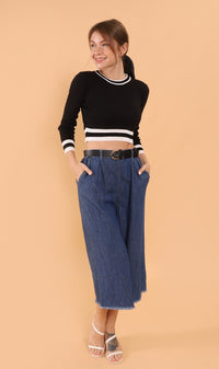 CAMILA Cropped Knit Sweater (Black)