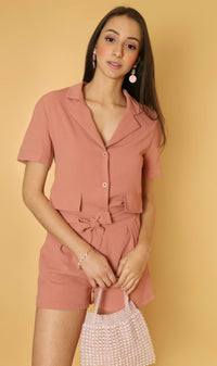 AIKO Button-Down Co-ord (Dusty Rose)