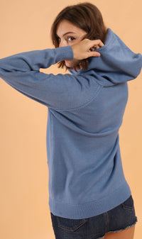 SYDNEY Pocket Knit Hoodie (Blue)