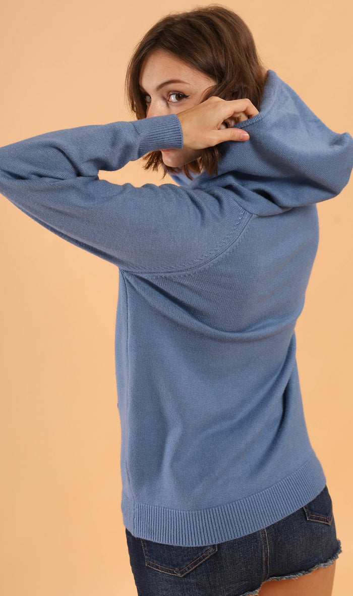 SYDNEY Pocket Knit Hoodie (Blue)