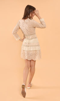 LUCIANA Tiered Eyelet Dress (Nude)