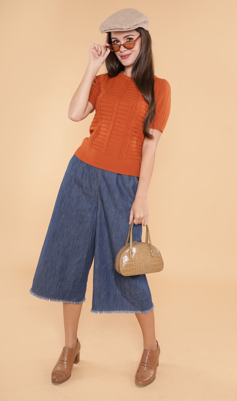 HAYES Crew-Neck Knit Top (Rust)