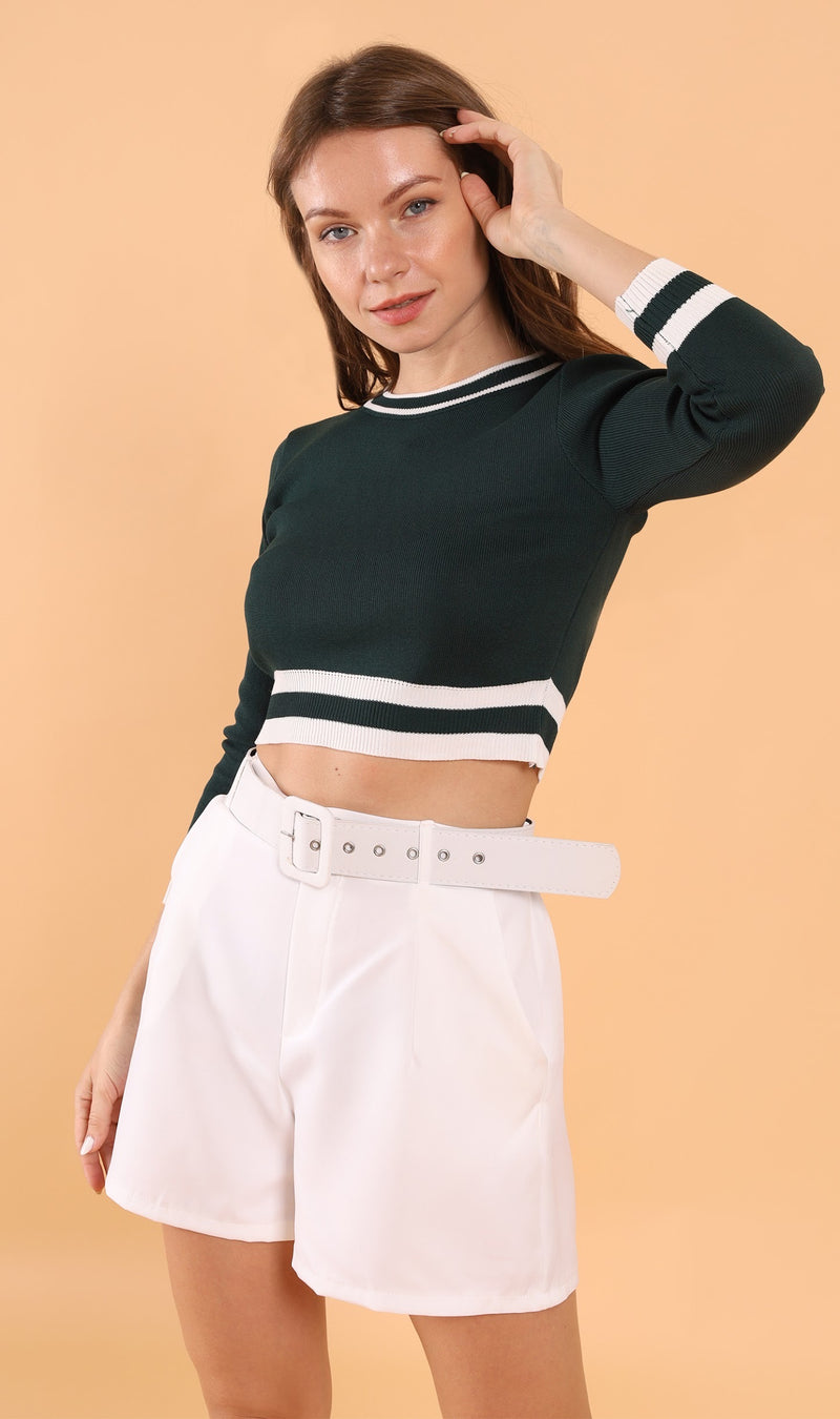 HANNAH Belted Bermuda Shorts (White)