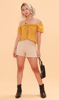 MINDY Tie-Bust Eyelet Crop Top (Canary)
