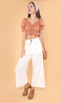 CLOVER Front-Pocket Flowy Pants (White)