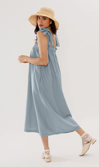 ADELYN Tie-Strap Maxi Dress (Powder Blue)