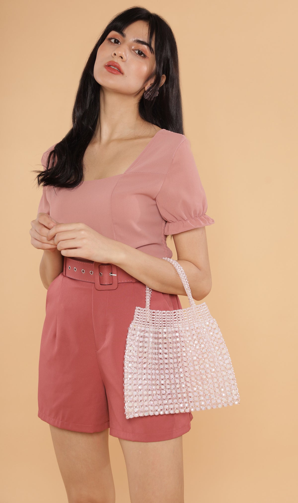 TANSY Square-Neck Top (Dusty Pink)