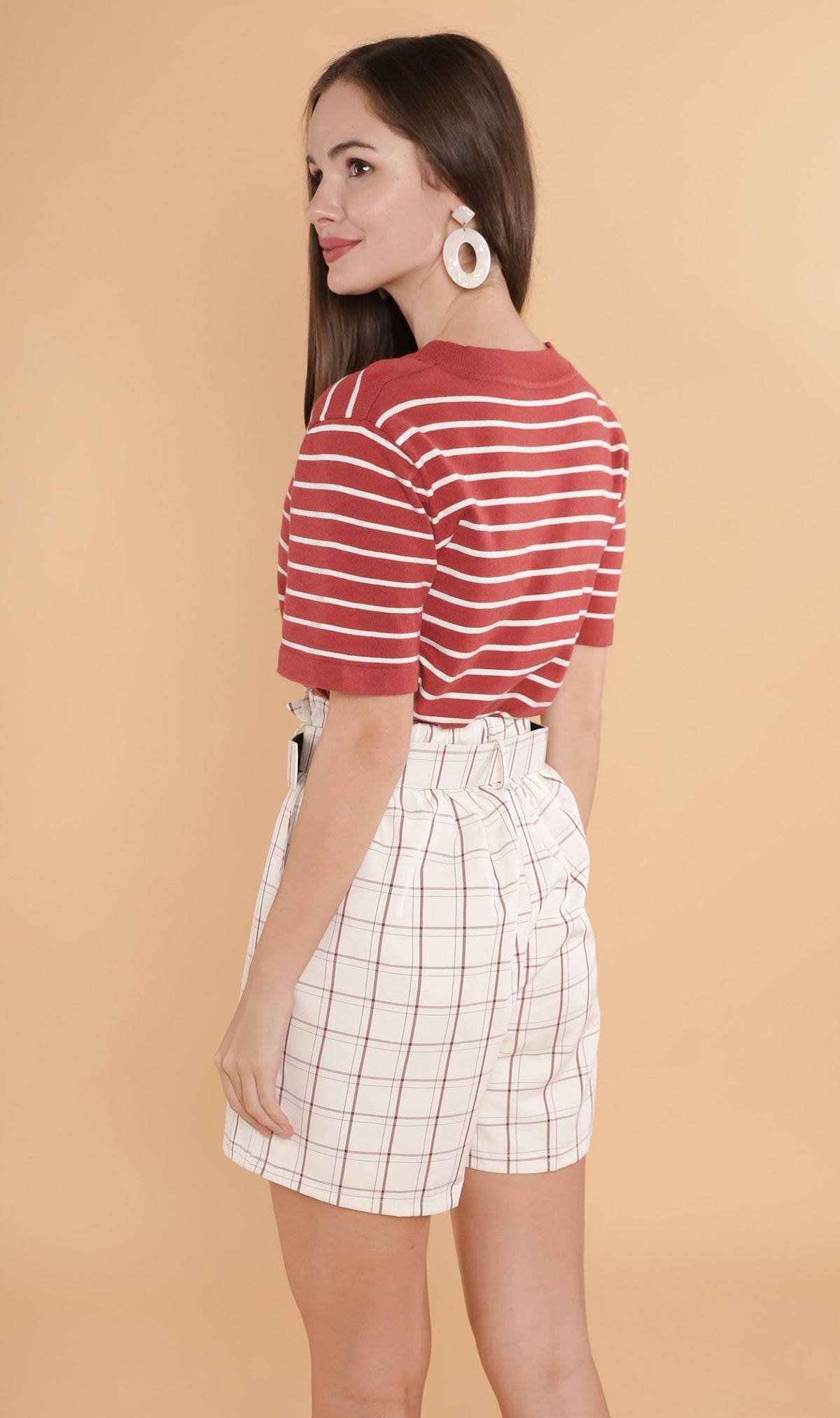 RANYA Striped Tee (Dusty Red)