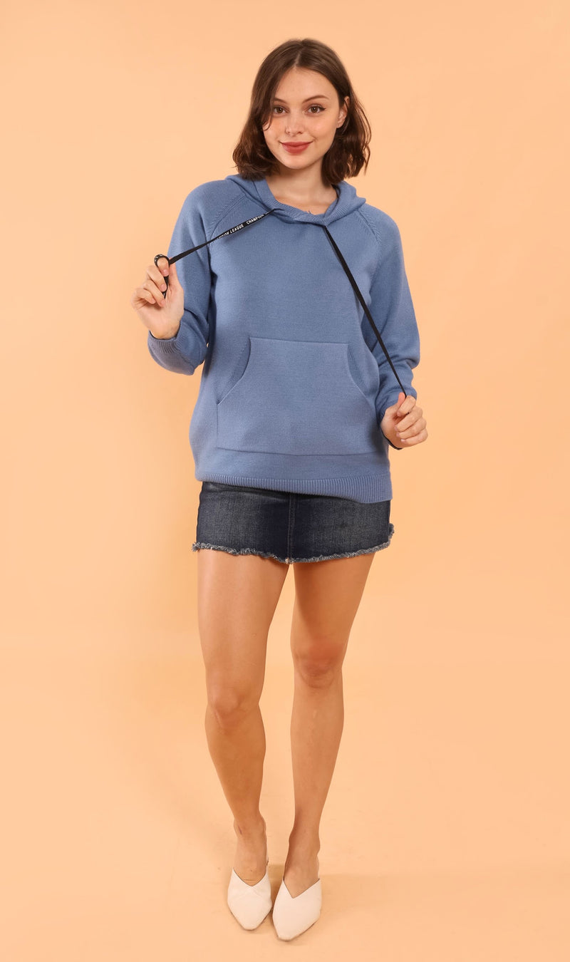 SYDNEY Pocket Knit Hoodie (Blue)