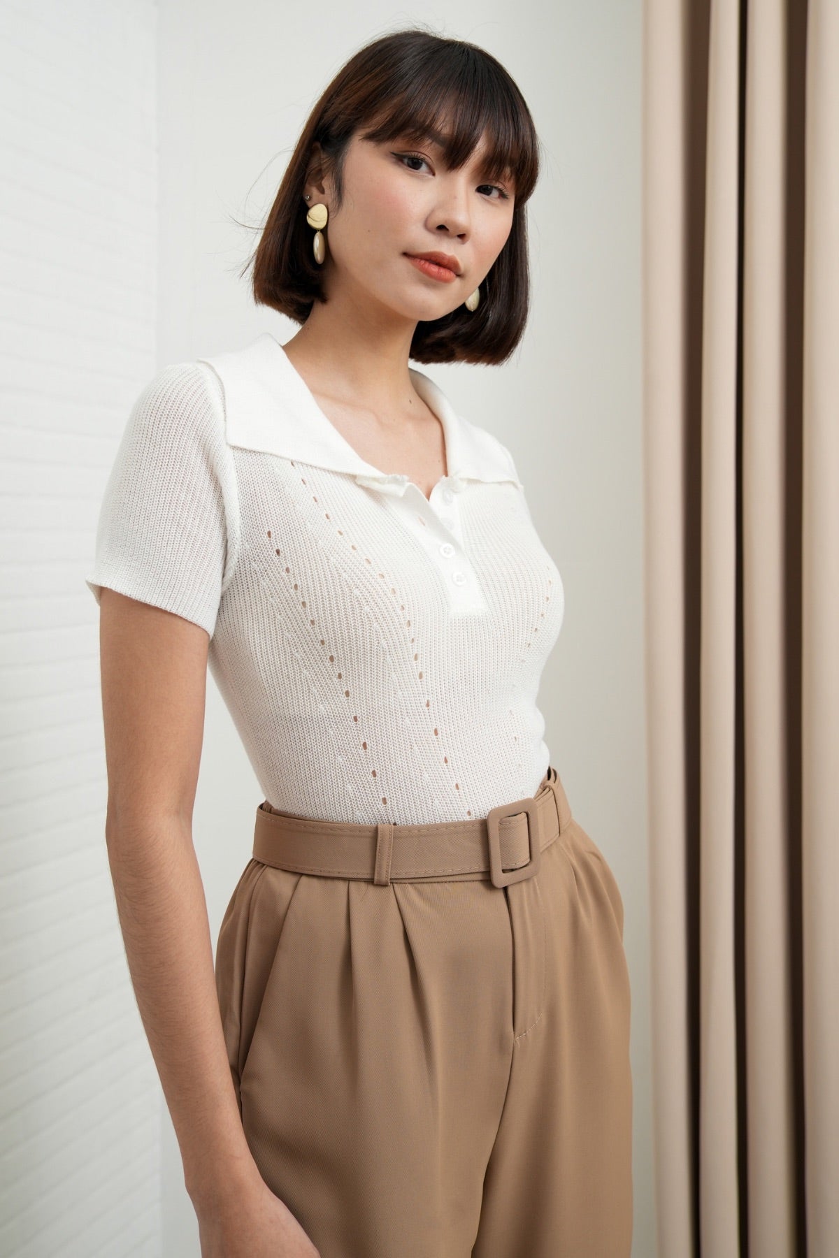 MARISSA Textured Knit Shirt (White)