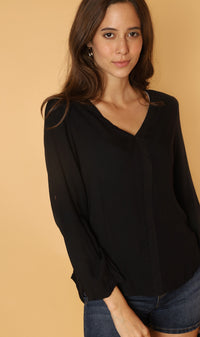 KALEI Long-Sleeve Tunic Top (Black)